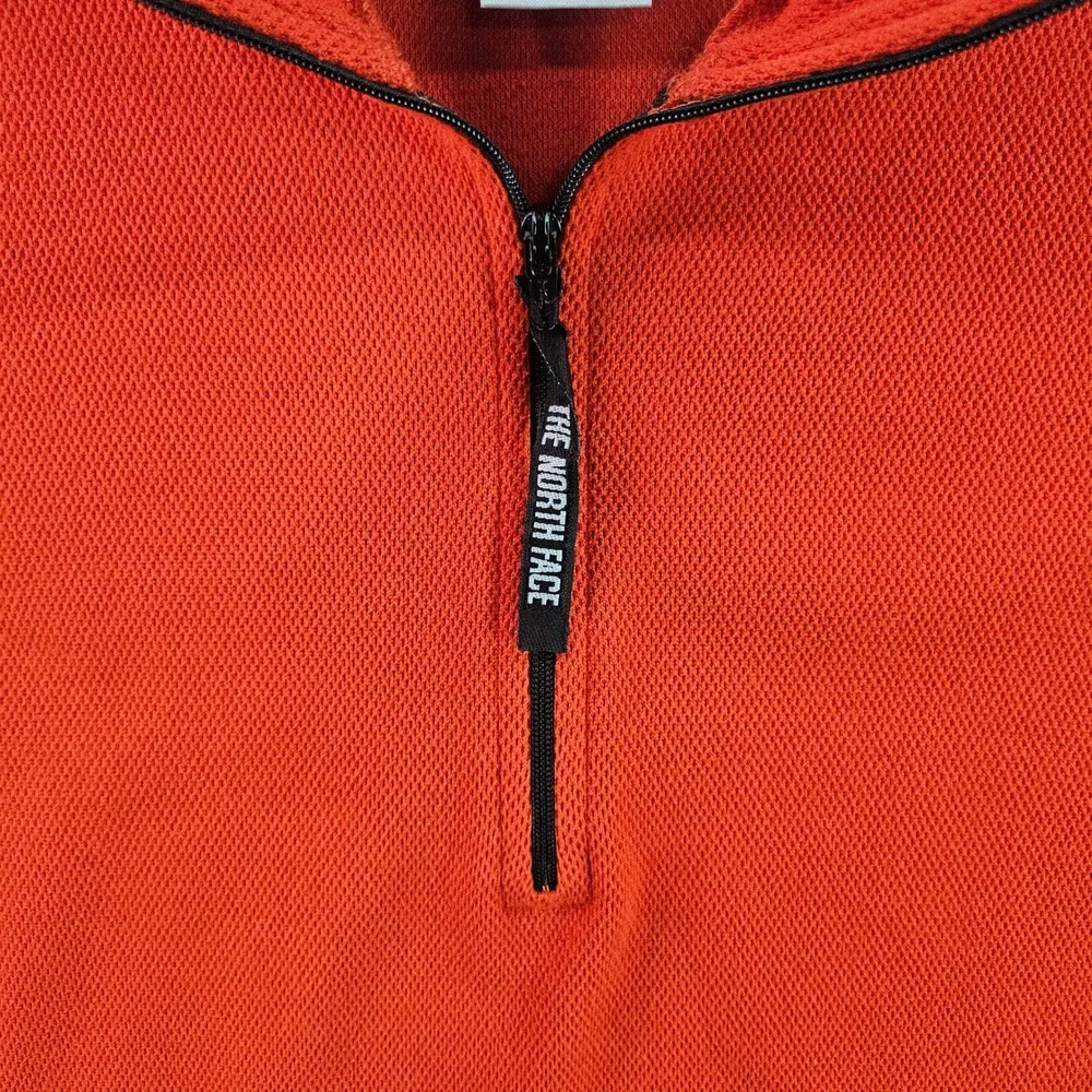 The North Face Mens‎ Orange Waffle Knit Quarter Zip Pullover Sweater Size Medium